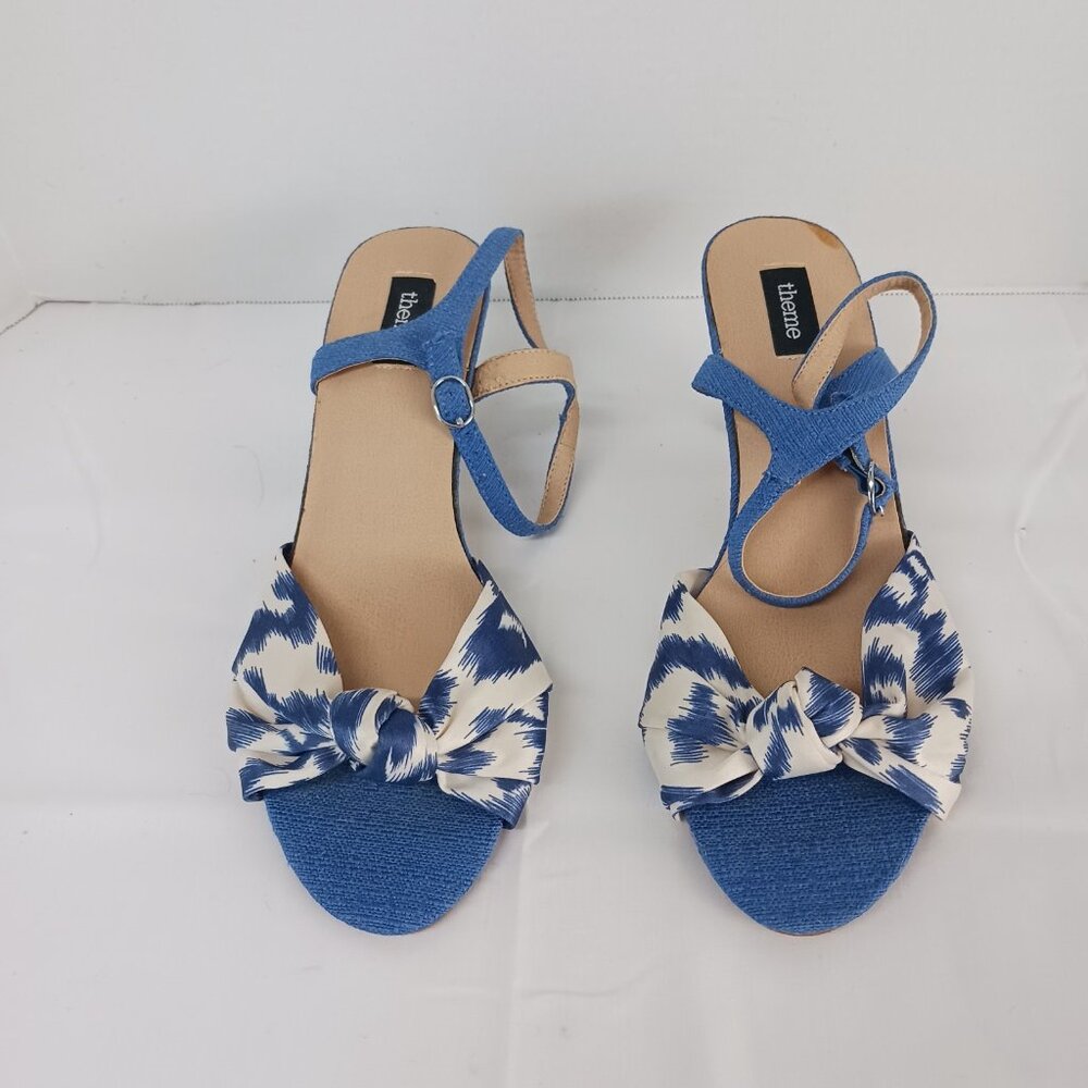 Theme Women's Sandals 9M Slingback Adjustable Back Stacked Heel Fabric Upper GUC - Picture 3 of 14
